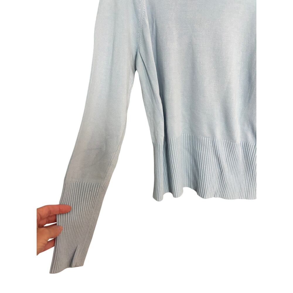 Apostrophe Light Blue Turtleneck Sweater Women's L Rayon Stretch Fall Preppy Y2K - Picture 2 of 5